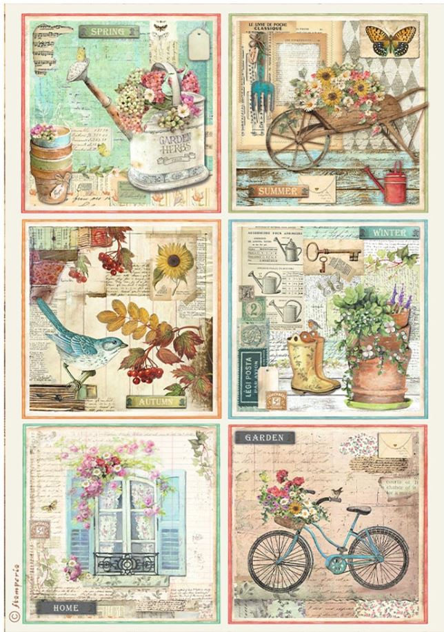 Stamperia Garden A4 Rice Paper - 6-Cards (DFSA4870)