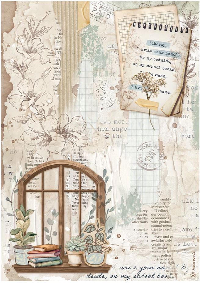 Stamperia Create Happiness Secret Diary A4 Rice Paper - Window  (DFSA4862)