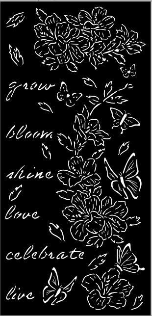 Stamperia Create Happiness Secret Diary Stencil  - Flowers and Butterfly (KSTDL94)