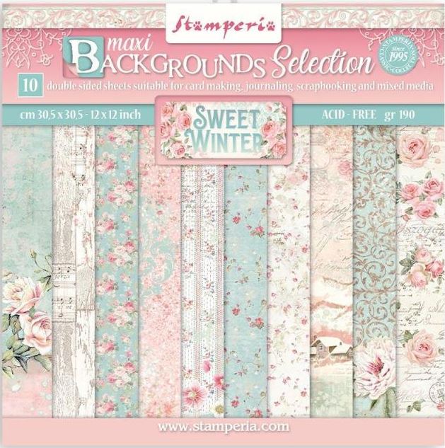 Stamperia 12x12 Paper Packs - SWEET WINTER BACKGROUND SELECTION