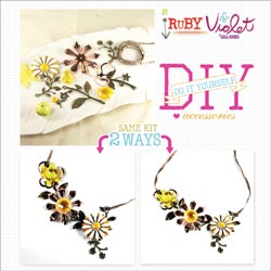 Prima Ruby Violet Necklace Kit Yellow/White Daisy Floral (904)