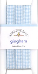 Doodlebug Ribbon - Bubble Blue/Lily White Gingham