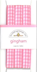 Doodlebug Ribbon - Cupcake/Lily White Gingham