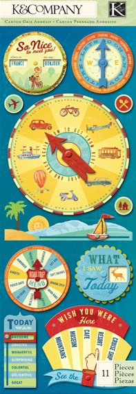 K & Co Around the World - Moveable Adhesive Chipboard