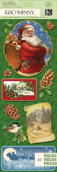 K & Co Visions of Christmas Santa Adhesive Chipboard