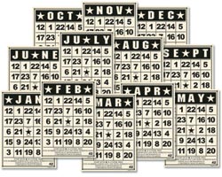 Jenni Bowlin Mini Bingo Calendar Cards VINTAGE