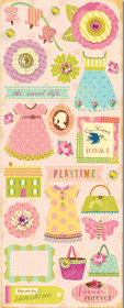 K&Co BW Dollhouse - Playtime Glitter Embossed Stickers