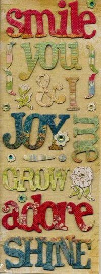 K&Co Margo Adhesive Chipboard Words & Flowers (566385)