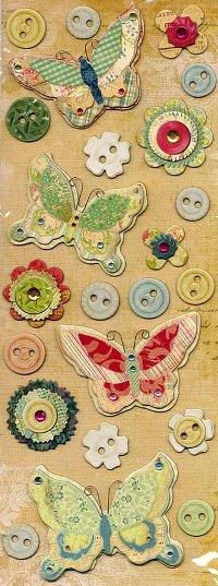 K&Co Margo Adhesive Chipboard Buttons & Butterflies