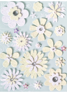 K&Co White & Ivory Glitter Flowers Grand Adhesions