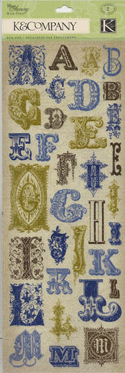 K&Co Blue Awning - Decorative Alphabet Rub-On (2 Sheet)