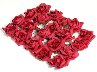 BURGUNDY Paper Roses 35mm (Pack of 20)(CTOO)