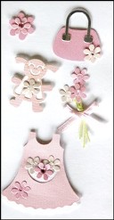3D Decorative Stickers - Pink Dress & Bag (BN0424)