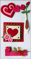 3D Decorative Stickers - Red Hearts & Roses (BN0428)