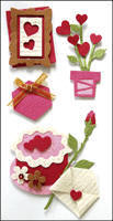 3D Decorative Stickers -  Picture Frame & Red Heart Flowers in Pot  (BN0430)