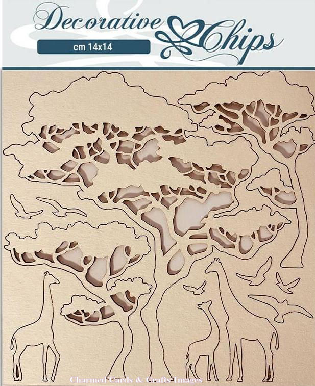 Stamperia Savana Decorative Chips - Zebra & Tree SCB128 