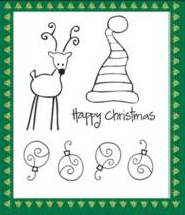 Dovecraft Clear Xmas Stamps - Reindeer (Hat/Baubles-G)