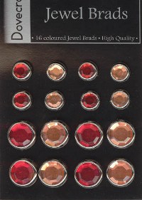 Dovecraft Jewel Brads - Red/Orange
