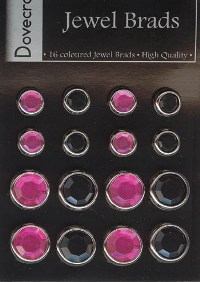 Dovecraft Jewel Brads - Pink/Black