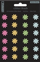 Dovecraft Glitter Brads - Retro Flowers
