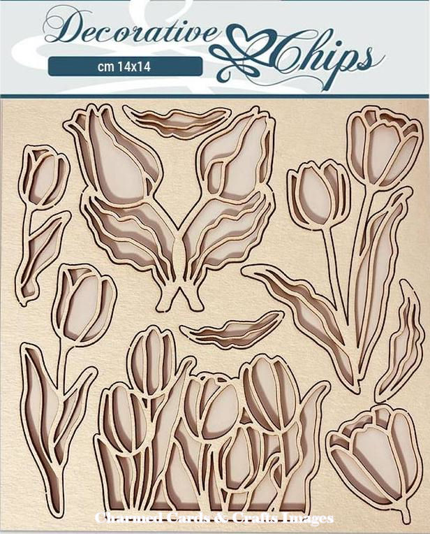 Stamperia House Garden Decorative Chips - Flowers SCB122