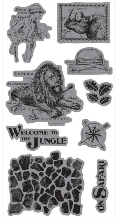 Graphic 45 Safari Adventure Cling Stamp Set - Welcome to the Jungle