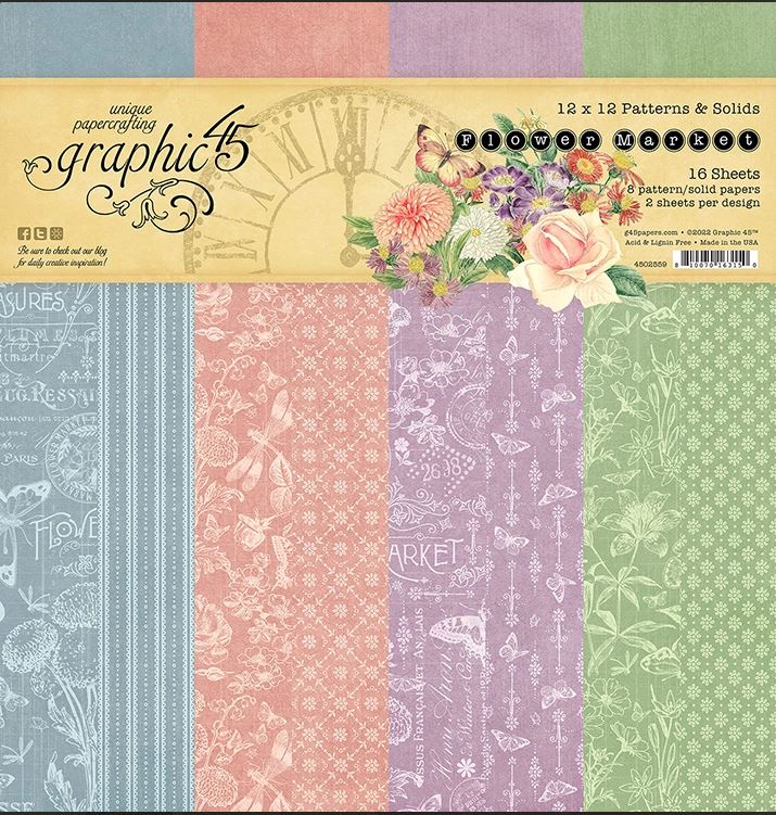 Graphic 45 Flower Market Patterns and Solid Pad