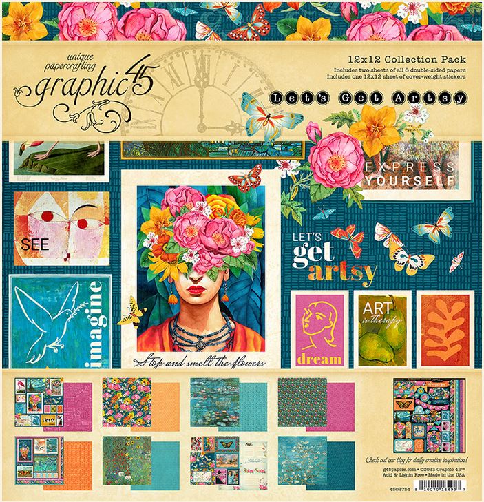 Graphic 45 Let's Get Artsy 1212 Collection Pack with Stickers