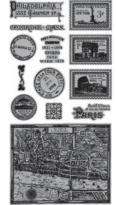 Graphic 45 Cityscapes Cling Stamp Set 2