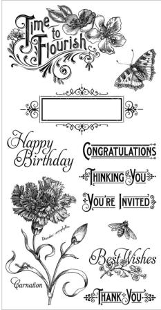 Graphic 45 Time to Flourish Cling Stamps # 1 (323)