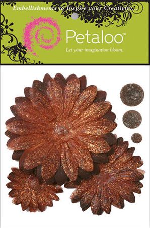 3For2 - Petaloo Glitter Daisy Layers Peel-N-Stick BROWN
