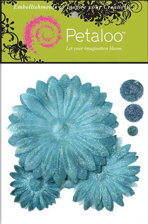 3For2 - Petaloo Glitter Daisy Layers Peel-N-Stick BLUE