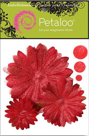 3For2 - Petaloo Glitter Daisy Layers Peel-N-Stick RED