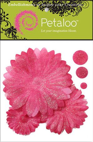 3For2 - Petaloo Glitter Daisy Layers Peel-N-Stick FUCHIA