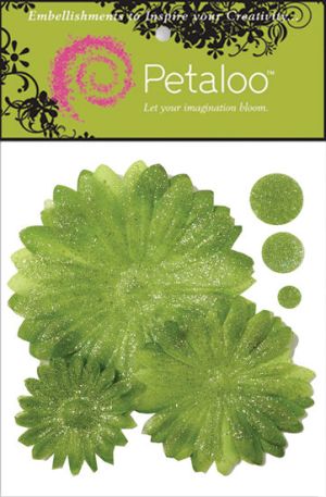 3For2 - Petaloo Glitter Daisy Layers Peel-N-Stick GREEN