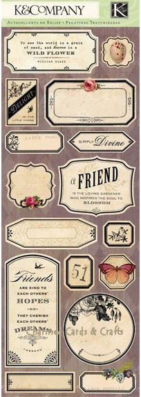 K & Company Flora & Fauna - Labels/Words Embossed Stickers