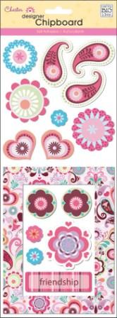 MAMBI Glitter Chipboard - Pink Flowers