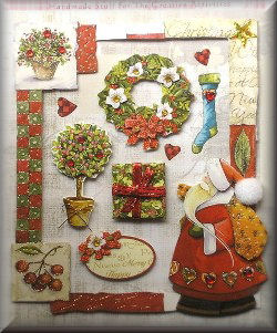 Handmade Dec Xmas L/P  - Framed  Red & Green Christmas (7080)
