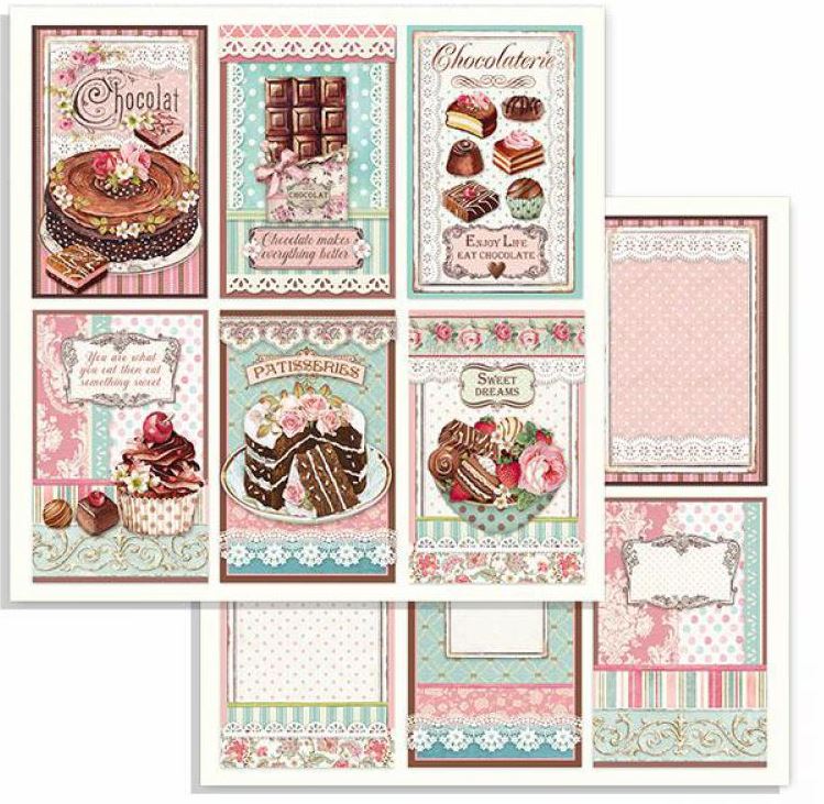 Stamperia Double-Sided Paper - SWEETIE CHOCOLATE CARDS (SBB738)