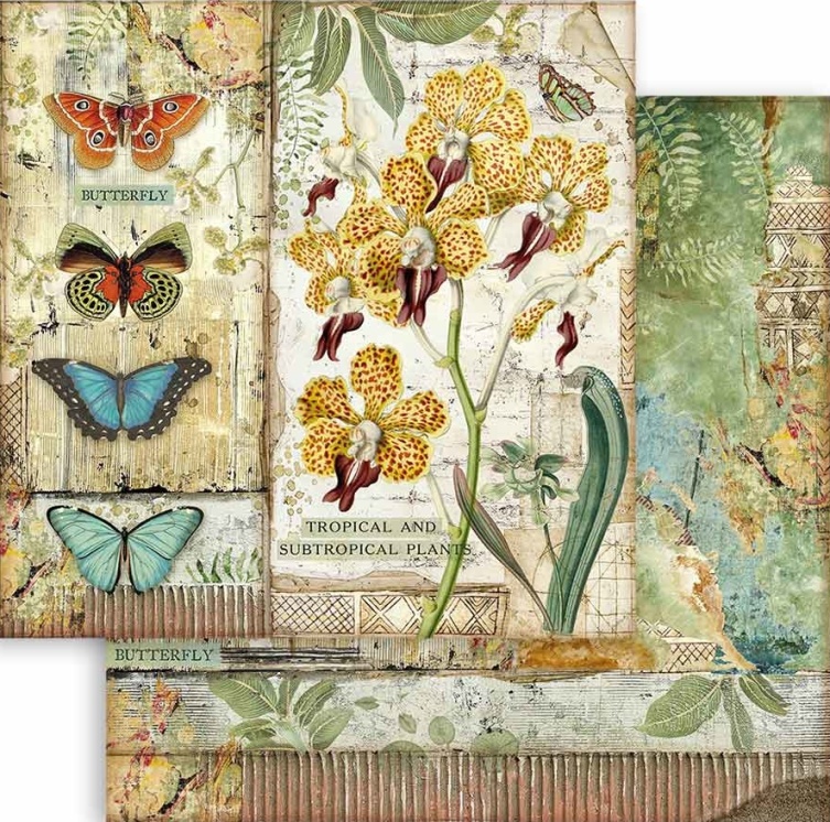 Stamperia Double-Sided Paper -  Amazonia Orchid and Butterfly (SBB766)