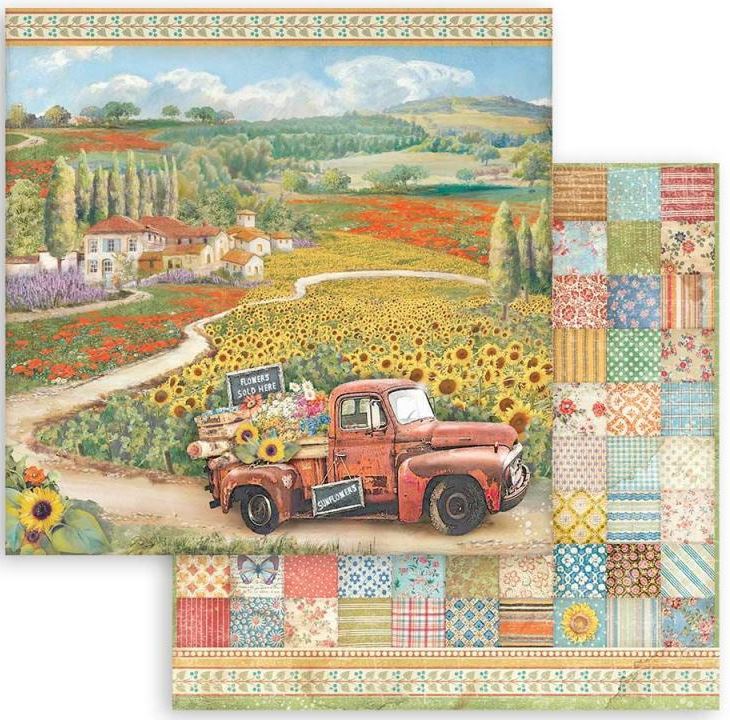 Stamperia Sunflower Art Double-Sided Paper - Vintage Car (SBB933)