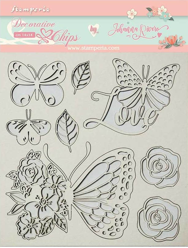 Stamperia Decorative Chips - Circle of Love Butterfly (SCB38)