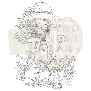 Sarah Kay Stamps - Fleur gathering flowers with Manon