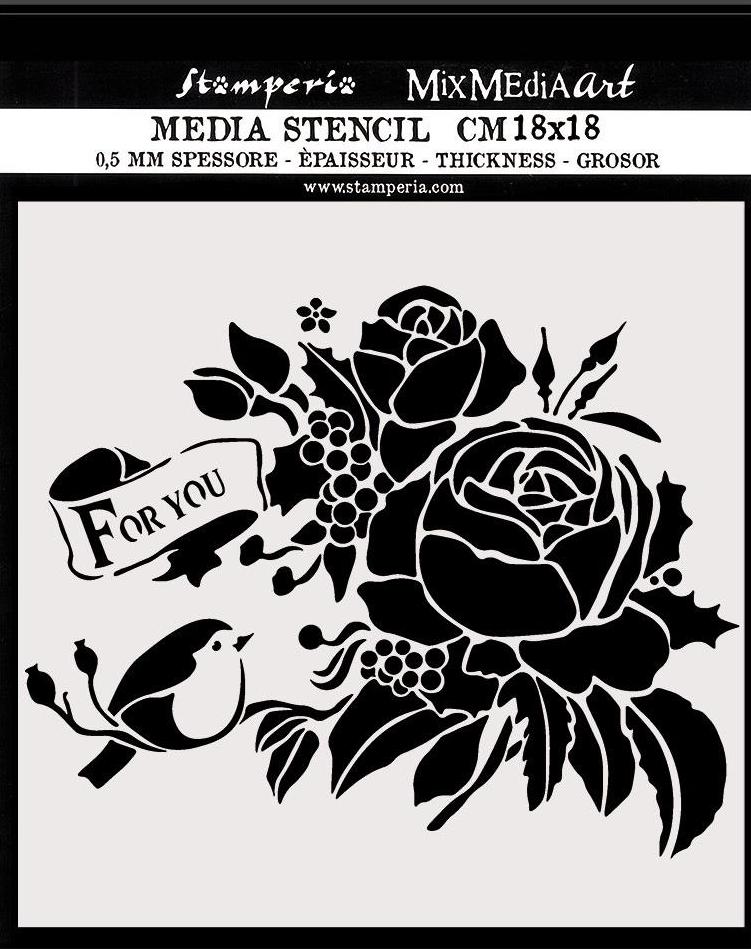 Stamperia Thick Stencil 18x18cm - FOR YOU (KSTDQ47) 