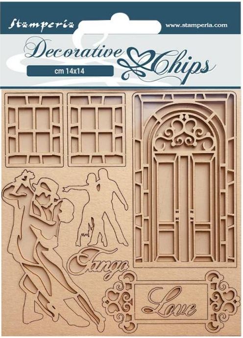 Stamperia Desire Decorative Chips - Tango SCB143
