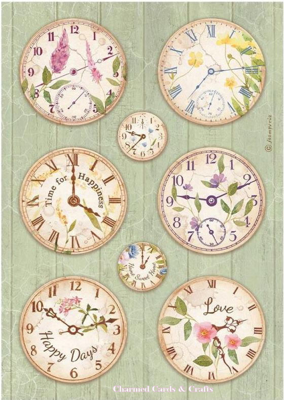 Stamperia Create Happiness Welcome Home A4 Rice Paper - CLOCKS DFSA4743
