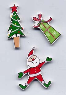 Handmade Wooden Xmas - Santa/Present/Tree