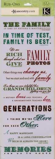 K&Co Ancestry - Words & Quotes Rub-Ons
