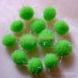 Bright Green Glitter Pom Poms (2403)