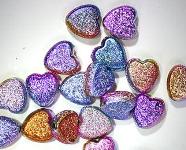 Shimmering Heart Beads - Pink/Lilac/Gold (3109)